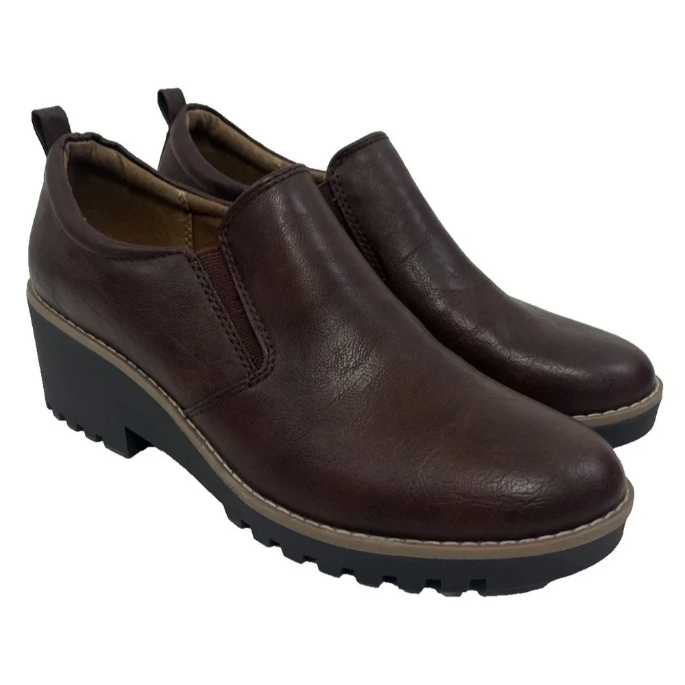 EUROSOFT by SOFFT Emari Booties Slip On Block Heel Boots NEW Brown Size 10M